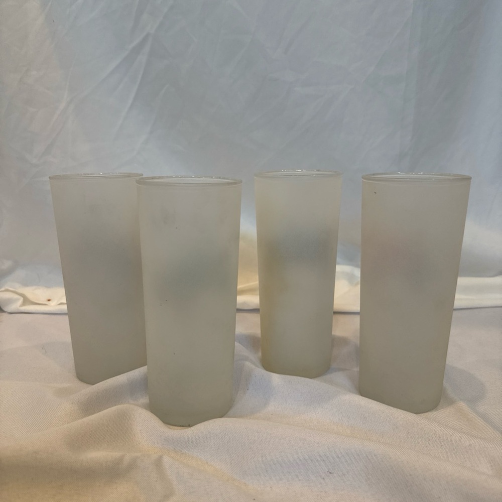 Vintage Car Drinking Glasses, Frosted Glass, Set of 4, Chevy, Ford, Cadillac… - Picture 7 of 10